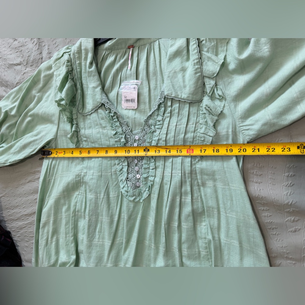 Free People Sage Green Ruffle Tunic Dress - Picture 13 of 14